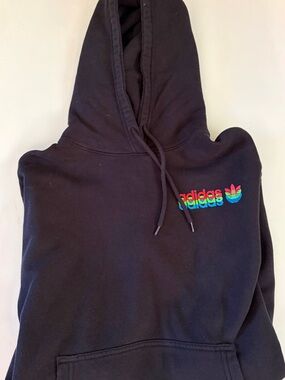 adidas Black Hoodie with Subtle Multicolor Logo